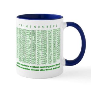 cafepress prime numbers: mathematics mugs ceramic coffee mug, tea cup 11 oz