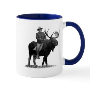 cafepress teddy roosevelt riding a bull moose mugs ceramic coffee mug, tea cup 11 oz