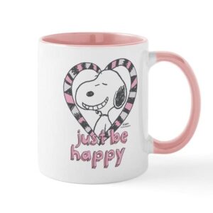 cafepress snoopy just be happy mugs ceramic coffee mug, tea cup 11 oz