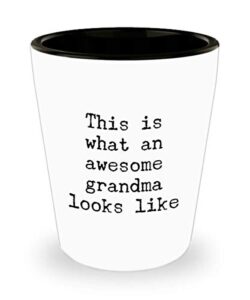 funny awesome grandma this is what an awesome grandma looks like shot glass unique ceramic for grandmother 1.4 oz birthday stocking stuffer