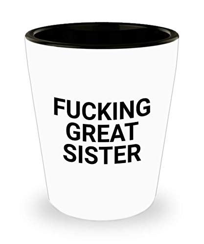 Best Sister Fucking Great Sister Shot Glass Unique Ceramic Funnyand Sarcasm 1.4 Oz Birthday Stocking Stuffer