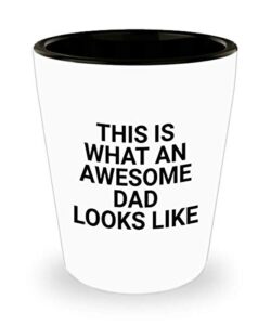 awesome dad this is what an awesome dad looks like shot glass unique ceramic funny gagfor daddy 1.4 oz birthday stocking stuffer