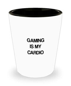 funny gaming gaming is my cardio shot glass unique ceramic for gamer 1.4 oz birthday stocking stuffer