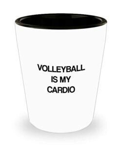 funny volleyball volleyball is my cardio shot glass unique ceramic for volleyball coach 1.4 oz birthday stocking stuffer