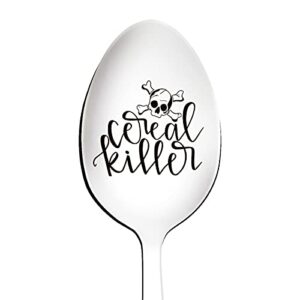funny cereal killer spoon engraved stainless steel ,cereal lovers gifts for teen kids men women, best gifts for birthday graduation father’s day christmas