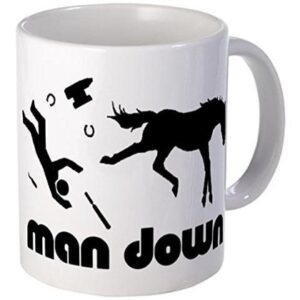 demon decal mug – man down horseshoer mugs – 15 ounce ceramic white coffee/tea cup “