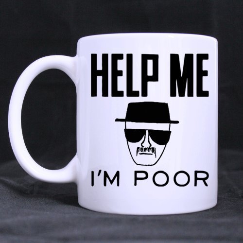 All Things AMZ Cool Man Help ME I'm Poor Ceramic Coffee White Mug (11 Ounce) Tea Cup - Personalized Gift for Birthday,Christmas and New Year