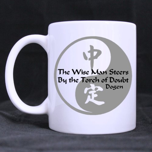 All Things AMZ Chinese Eight Tri-Grams The Wise Man Steers by The Torch of Doubt Ceramic Coffee White Mug (11 Ounce) Tea Cup - Best Gift for Birthday,Christmas and New Year