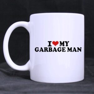love heart saint valentine’s day ‘i love my garbage man’ (twin side) custom white ceramic mug coffee cup (11 ounce)