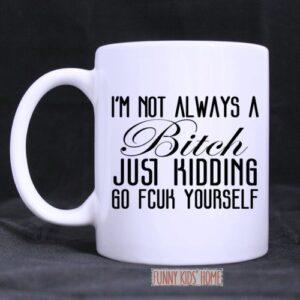 funny mug – i’m not always a bitch just kidding go fuck yourself theme coffee mug or tea cup,ceramic material mugs cool birthday gift for both men,women,him and her