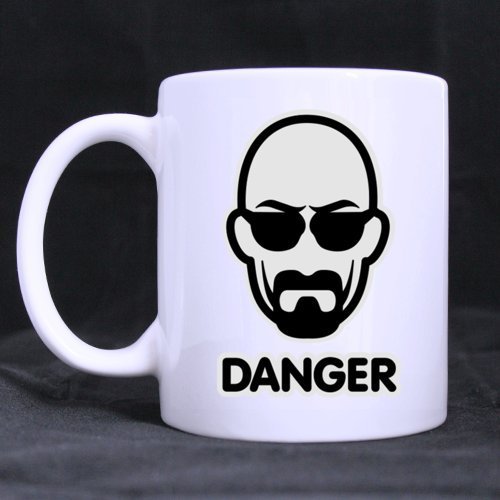 All Things AMZ Fashion Mustache Man Danger Ceramic Coffee White Mug (11 Ounce) Tea Cup - Best Gift for Birthday,Christmas and New Year