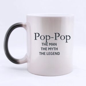 grandfather presents grandpa gifts fun sayings pop-pop the man the myth the legend 100% ceramic 11-ounce morphing mug