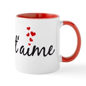 cafepress je taime, i love you, french word art mugs ceramic coffee mug, tea cup 11 oz