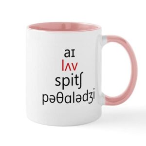 cafepress i love speech pathology phonetics 2 mugs ceramic coffee mug, tea cup 11 oz