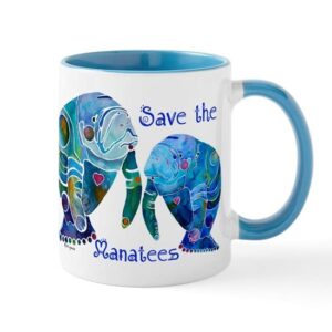 cafepress save the manatees in blues mug ceramic coffee mug, tea cup 11 oz
