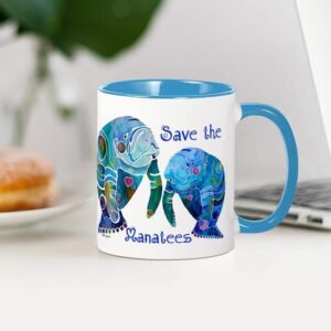 CafePress Save The Manatees In Blues Mug Ceramic Coffee Mug, Tea Cup 11 oz