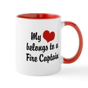 cafepress my heart belongs to a fire captain mug ceramic coffee mug, tea cup 11 oz