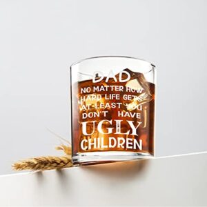 DAZLUTE Dad Gifts, Funny Whiskey Glass for Dad, Father’s Day Gifts Idea, Birthday Present Christmas Gifts for Dad Father Papa Daddy from Daughter Son, 10Oz Old Fashioned Glass