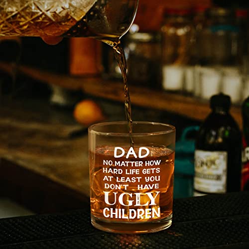 DAZLUTE Dad Gifts, Funny Whiskey Glass for Dad, Father’s Day Gifts Idea, Birthday Present Christmas Gifts for Dad Father Papa Daddy from Daughter Son, 10Oz Old Fashioned Glass