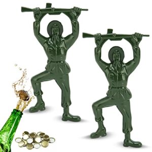 2 Pcs Green Army Man Bottle Opener, Creative 3d Mini Soldier Beer Wine Bottle Opener Beverage Easy Opening Bottle Opener Funny Bottle Opener Bartender Compatible Coke Bottle 0pener