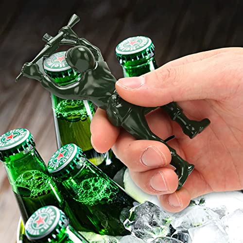 2 Pcs Green Army Man Bottle Opener, Creative 3d Mini Soldier Beer Wine Bottle Opener Beverage Easy Opening Bottle Opener Funny Bottle Opener Bartender Compatible Coke Bottle 0pener