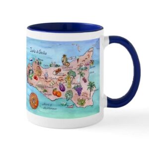 cafepress sicilian map mug ceramic coffee mug, tea cup 11 oz