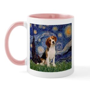 cafepress starry night & beagle pup mug ceramic coffee mug, tea cup 11 oz