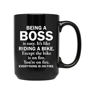 seecrab being a boss is easy coffee mug tea cup – funny boss ceramic mugs – gift idea for boss men women bosses day from employee – customize 15 oz mug 11oz cups black (musee-srab159c-mb7)