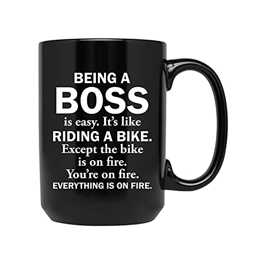 SeeCrab Being A Boss Is Easy Coffee Mug Tea Cup - Funny Boss Ceramic Mugs - Gift Idea For Boss Men Women Bosses Day From Employee - Customize 15 Oz Mug 11oz Cups Black (MUSEE-SRAB159C-MB7)