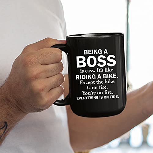 SeeCrab Being A Boss Is Easy Coffee Mug Tea Cup - Funny Boss Ceramic Mugs - Gift Idea For Boss Men Women Bosses Day From Employee - Customize 15 Oz Mug 11oz Cups Black (MUSEE-SRAB159C-MB7)