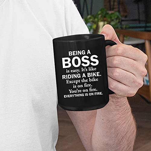 SeeCrab Being A Boss Is Easy Coffee Mug Tea Cup - Funny Boss Ceramic Mugs - Gift Idea For Boss Men Women Bosses Day From Employee - Customize 15 Oz Mug 11oz Cups Black (MUSEE-SRAB159C-MB7)