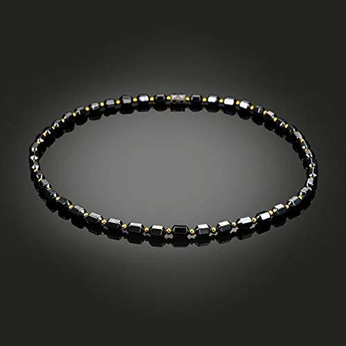 Zozu Women Black Magnetic Necklace Beads Hematite Stone Therapy Slimming Health Care Weight Loss Necklace For Men Women