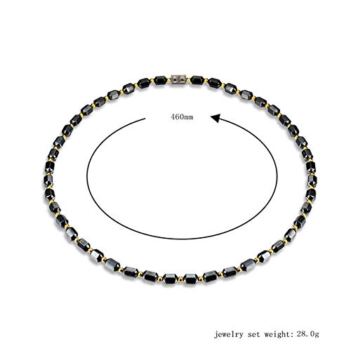 Zozu Women Black Magnetic Necklace Beads Hematite Stone Therapy Slimming Health Care Weight Loss Necklace For Men Women