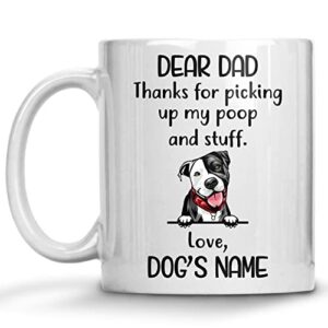 personalized pit bull coffee mug, american pitbull custom dog name, customized gifts for dog dad, father’s day, birthday halloween xmas thanksgiving gift for dog lovers mugs