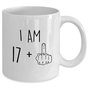 18th Birthday Mug Women Men I Am 17 Plus Middle Finger Funny Gag Mug Ideas Coffee Mug Tea Cup