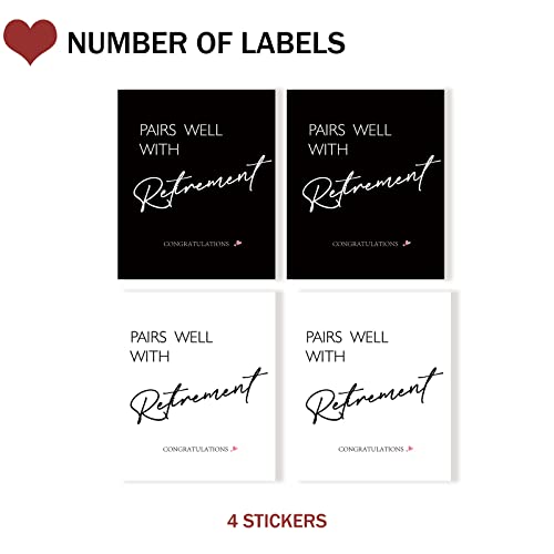 4 Pcs Retirement Wine Label, Pairs Well With Retirement Wine Bottle Stickers, Retirement Gifts, Retirement Party Decorations Supplies