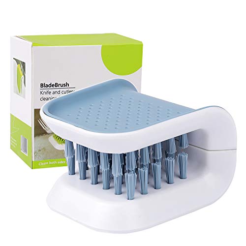 UMIKAkitchen Multifunctional Blade Cleaning Brush, Dual-Sided Scrub Brush for Knives, Forks, Chopsticks and More Kitchen Utensils, Gray