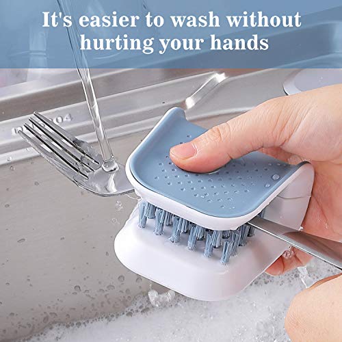 UMIKAkitchen Multifunctional Blade Cleaning Brush, Dual-Sided Scrub Brush for Knives, Forks, Chopsticks and More Kitchen Utensils, Gray