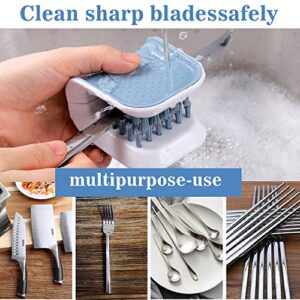 UMIKAkitchen Multifunctional Blade Cleaning Brush, Dual-Sided Scrub Brush for Knives, Forks, Chopsticks and More Kitchen Utensils, Gray