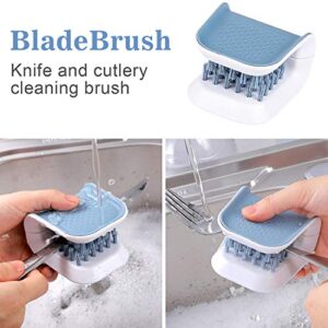 UMIKAkitchen Multifunctional Blade Cleaning Brush, Dual-Sided Scrub Brush for Knives, Forks, Chopsticks and More Kitchen Utensils, Gray