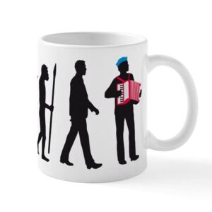 cafepress evolution of man accordion player mugs ceramic coffee mug, tea cup 11 oz