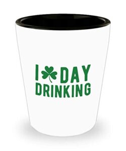 st patrick’s day shot glass i love day drinking funny drinking ceramic cup cute irish for men women 1.5 oz
