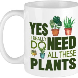 Babimarkeebei Funny Standard Plants Lover Gifts for Women Mom Plant Gifts Plant Addict Coffee Mug for Crazy Plant Lady Men Plant Themed Gift for Christmas Birthday All I Need is Plants Cup Spoon