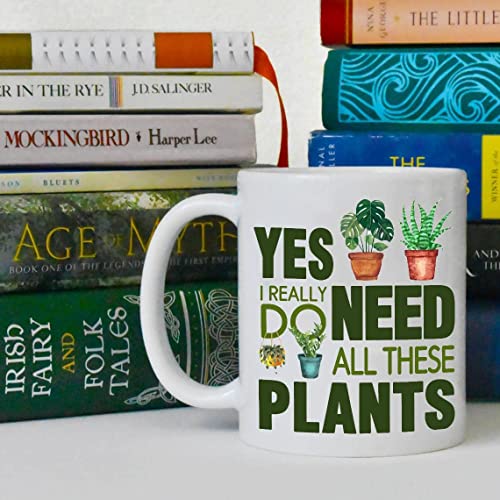 Babimarkeebei Funny Standard Plants Lover Gifts for Women Mom Plant Gifts Plant Addict Coffee Mug for Crazy Plant Lady Men Plant Themed Gift for Christmas Birthday All I Need is Plants Cup Spoon