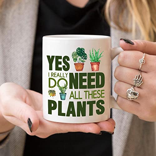 Babimarkeebei Funny Standard Plants Lover Gifts for Women Mom Plant Gifts Plant Addict Coffee Mug for Crazy Plant Lady Men Plant Themed Gift for Christmas Birthday All I Need is Plants Cup Spoon