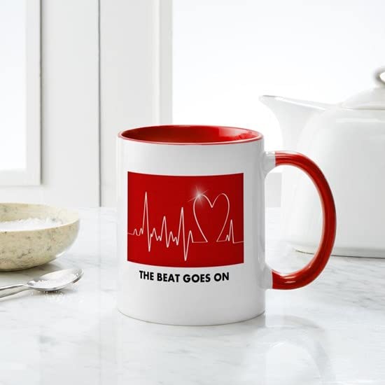 CafePress The Beat Goes On Funny Post Heart Surgery Mugs Ceramic Coffee Mug, Tea Cup 11 oz