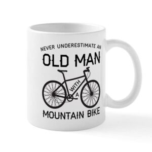 cafepress old man with a mountain bike mugs ceramic coffee mug, tea cup 11 oz