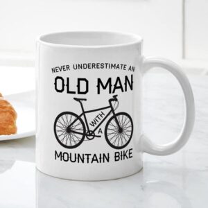 CafePress Old Man With A Mountain Bike Mugs Ceramic Coffee Mug, Tea Cup 11 oz