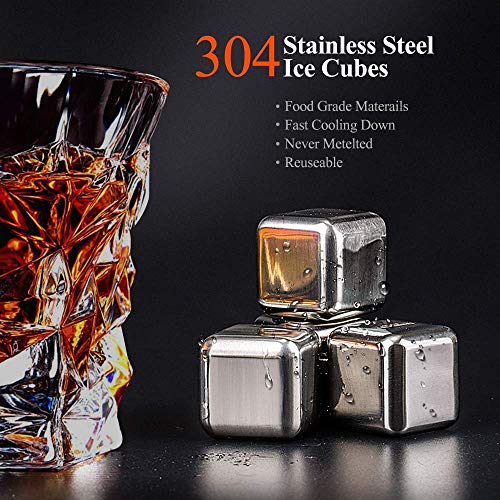 Whiskey Gifts for Men Dad, Kollea Whiskey Glasses Set with 8 Reusable Whiskey Stones, Drinking Gifts for Boyfriend Him, Cool Whiskey Gifts for Birthday House Warming Anniversary Christmas, 11Oz