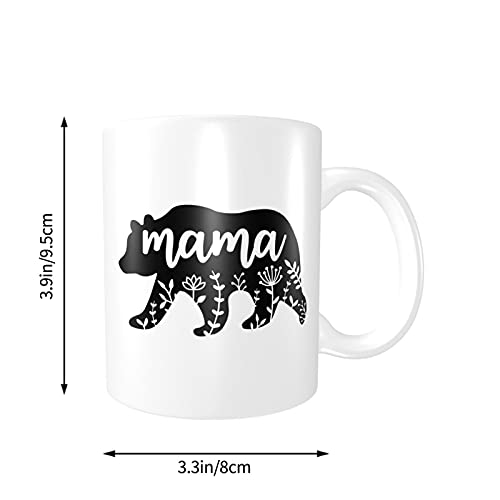 Wisedeal Mama Coffee Mug, Funny Mama Bear Christmas Birthday Gifts Coffee Tea Cup for Mom Aunt Mother Women Wife Unique Fun Present for Her Mother's Day 11Oz Ceramic White
